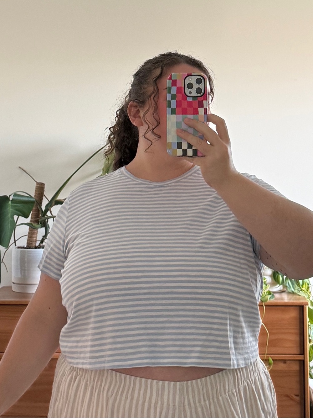 Madewell Blue and White Stripe Crop T-Shirt